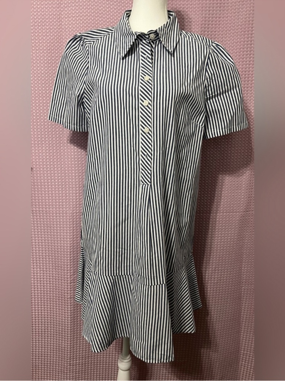 Tommy Hilfiger Navy & White Striped Button-Front Dress